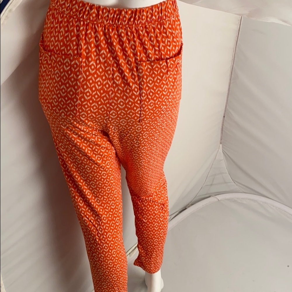 Old Navy orange and cream trouser style lounge pants L - Picture 3 of 11
